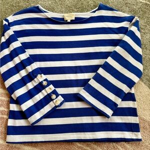 Sezane Blue and White Striped Long Sleeve Tee